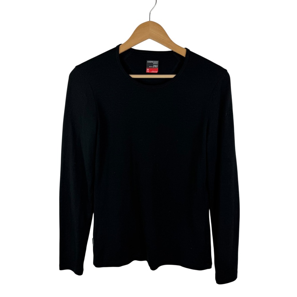 Icebreaker‎ Bodyfit 260 Merino Wool Base Layer Top Womens Medium Black Outdoors